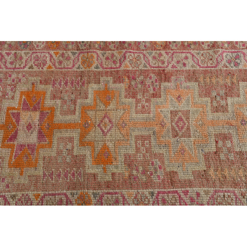 Tapis de style géométrique en laine brun 33,1 x 135 po, style classique