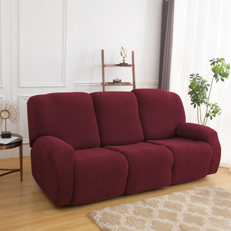 Housse pour fauteuil inclinable à coussins carrés/rectangulaires, Mélange de polyester rouge