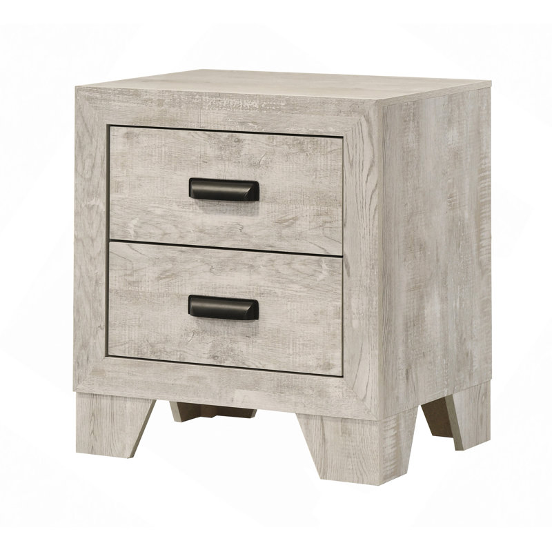 Table de chevet transitionnelle 1Pc 2 tiroirs avec quincaillerie en métal