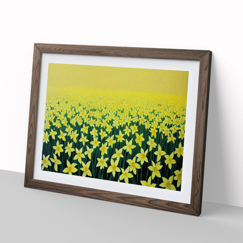 Daffodil Field - Framed Print, 34cm H x 46cm W x 2cm D, Walnut