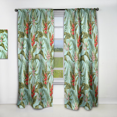 Tropical Foliage II - Mid-Century Modern Blackout Curtain Single Panel