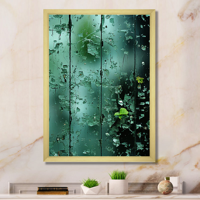 «Abstract Jungle Gardens Window View - Jungle», art mural, Cadre photo doré simple, H 20 po x l 12 po x P 1 po