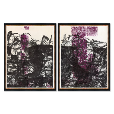 Convergence I & II - Ensemble de 2 peintures simples encadrées