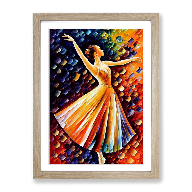 Ballerina Dancer No.3 - Single Picture Frame Painting, 64cm H x 46cm W x 2cm D, Oak Framed