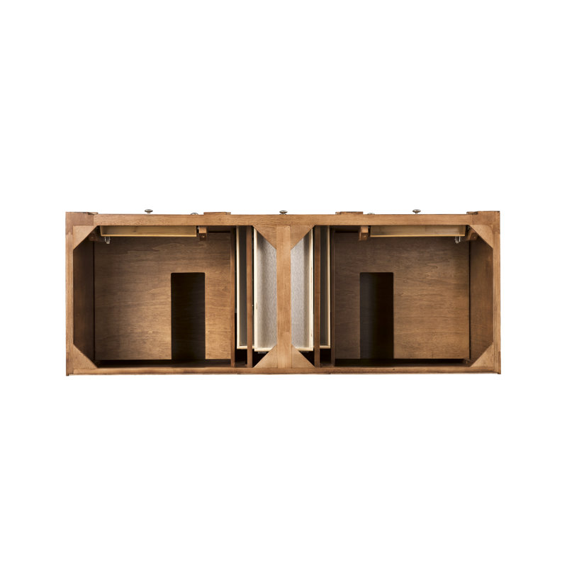Bristol 60'' W Double Bathroom Vanity Base, Saddle Brown