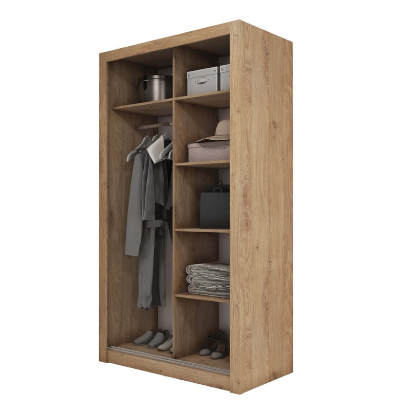 Alahna 2 Door Manufactured Wood Wardrobe, Rustic Oak