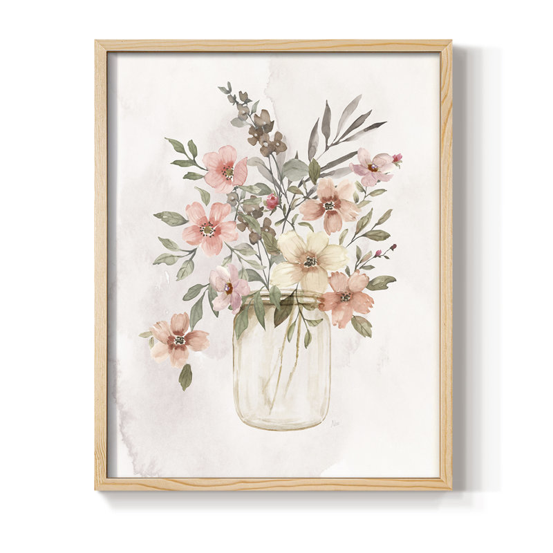 Pêches et crème I, reproduction encadrée - bois massif, H 11 po x l 9 po, Naturel