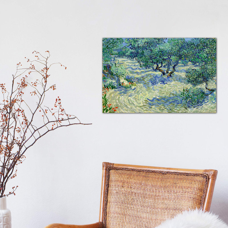 Olive Orchard by Vincent Van Gogh - Floater Frame Painting on Canvas, 20.32 cm H x 30.48 cm W, No Frame