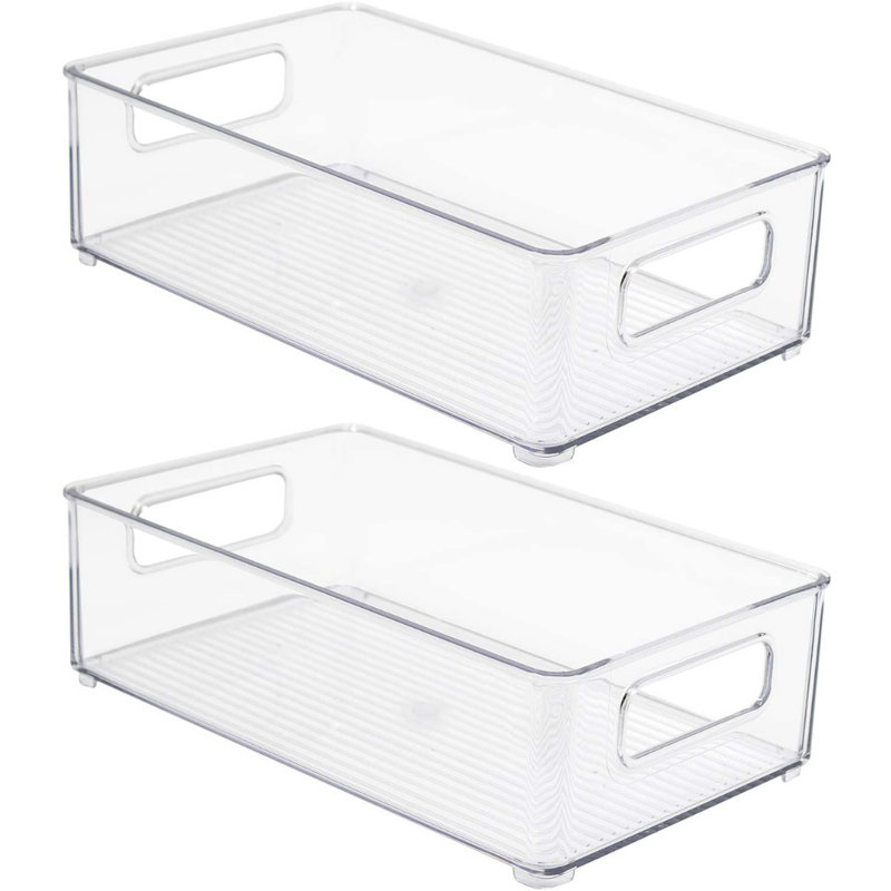 Sorbus 2 Pack Medium Stackable Clear Storage and Organizer Bins with Handles