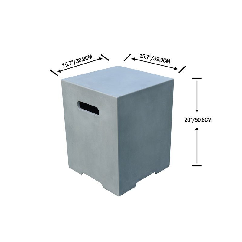 20" Light Grey Square Concrete Propane Tank Cover Holds 25 lb. Tank