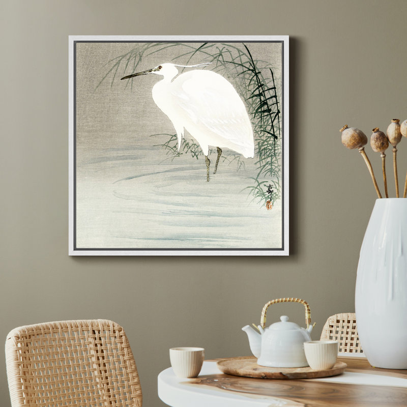 "White Aigrette" par Water, impression d'oiseaux élégants, impression sur toile encadrée, H 24 po x l 24 po x P 1,5 po