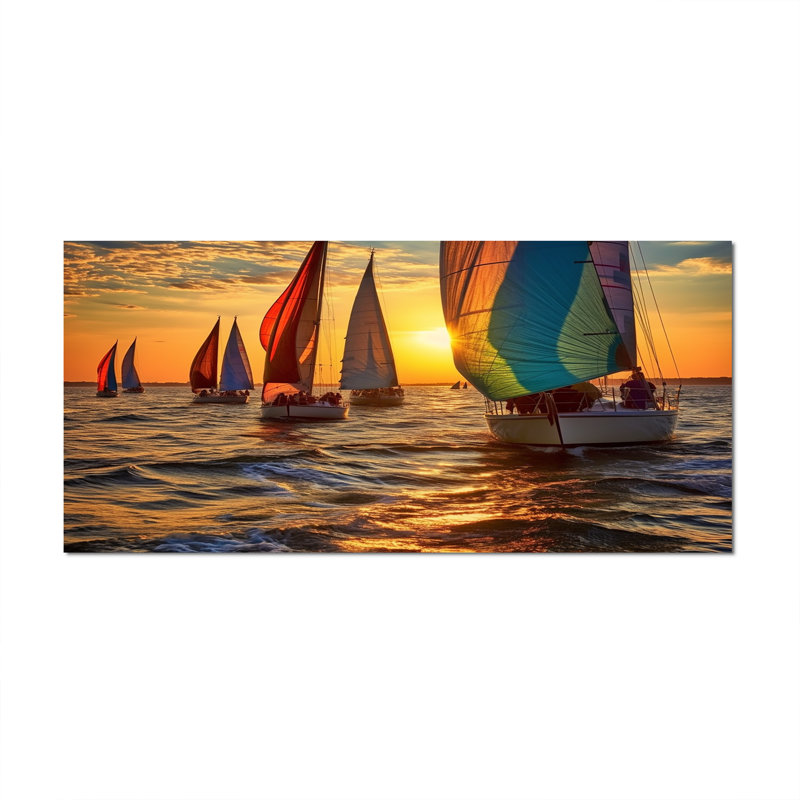 «Boating Bliss II» - art mural nautique, Toile tendue, H 28 po x l 60 po x P 1,5 po