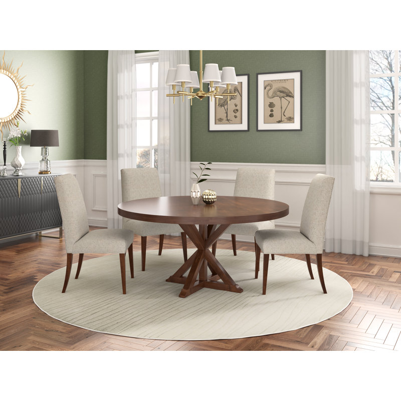 Mashyia Maple Round Solid Wood Dining Table, 48" W x 48" L, Walnut