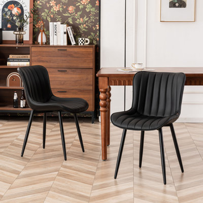 Heitger Leather Upholstered Side Chairs Modern Dining Chairs, Wingback Dining Room Chair