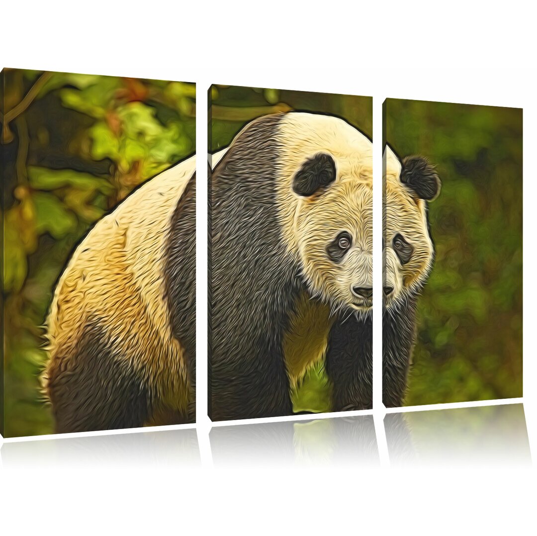 3-tlg. Leinwandbilder-Set „Großer Pandabär“, Grafikdruck