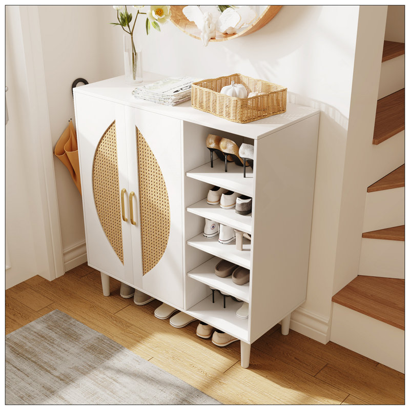 Armoire de rangement pour 20 paires de chaussures avec 2 portes et 8 tablettes réglables pour le vestibule