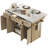 55.5" Fluted Kitchen Island With Drop Leaf, Storage, Charging Station & Lockable Wheels-228984686-228984685