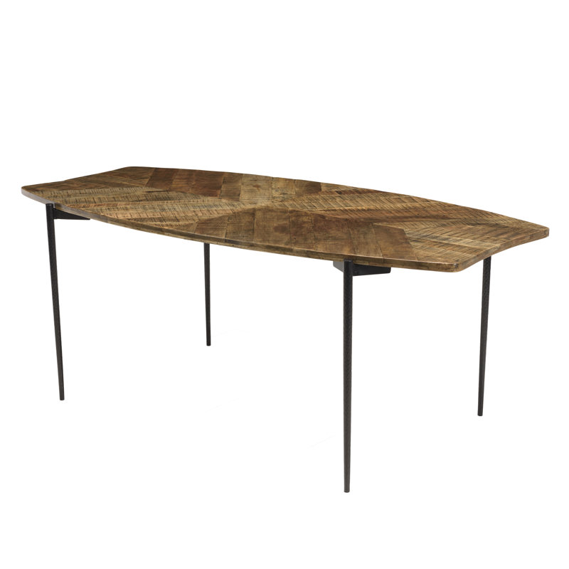 Grenville Solid Wood Top Metal Base Dining Table