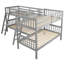 Lit superposé gris en forme de L avec. Bois massif. Polyvalent et élégant. Parfait pour les invités qui dorment. Pas de boîte à ressorts. Barrières de sécurité sécuritaires. 76 po x 39 po. Limites de poids de 175 lb / 275 lb Assemblage requis-1603825188
