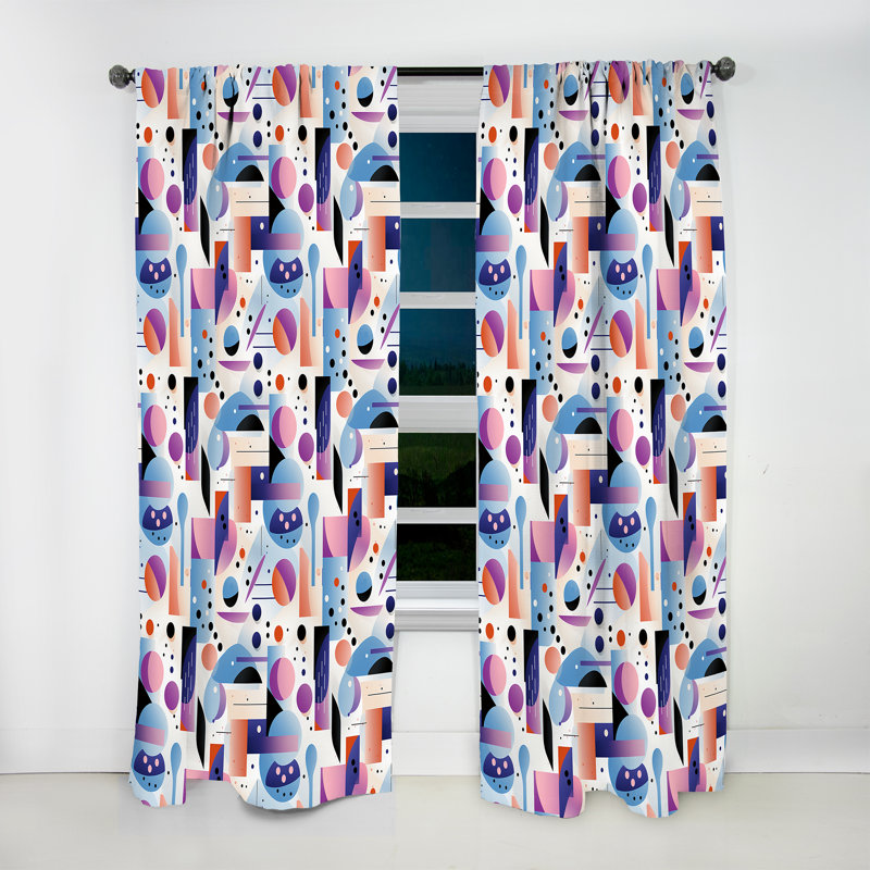 Purple And Pink Designer Dot And Waves - Modern Curtain - Velvet Room Darkening - 1 panel, 52" W x 95" L