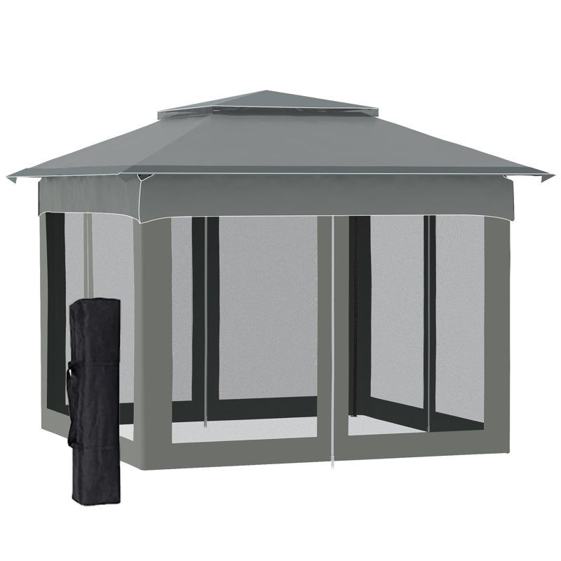 Outsunny 11' X 11' Pop Up Canopy, Dark Gray, Dark Gray