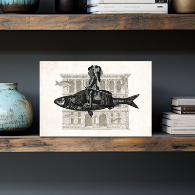 Contemporary Art Fish Architecture Beach Wall Art - Wrapped Canvas Print
