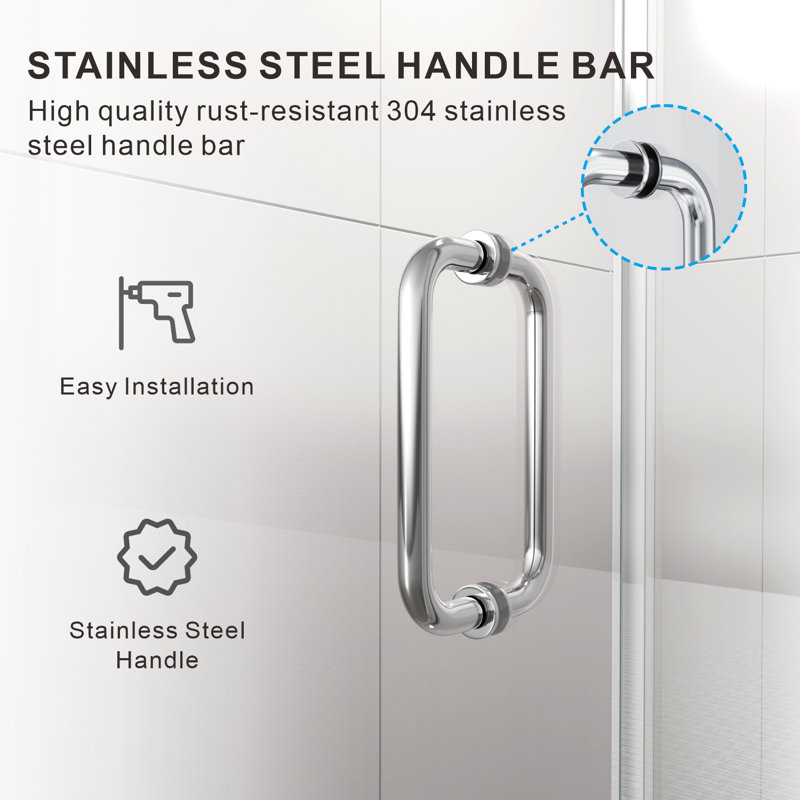 UKH07 37-1/8 to 38 in. W X 37 in. D X 80 in. H Frameless Hinged Shower Door in Chrome with EnduroShield 3/8 in. Clear Glass with 24 in. Door Panel