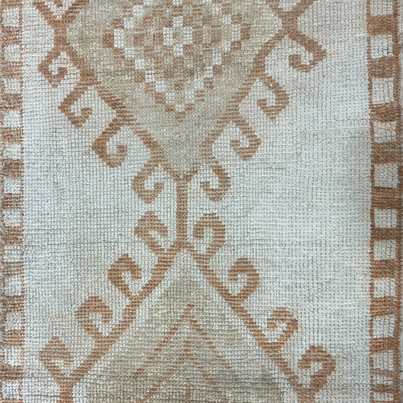 Tapis de couloir en laine Oushak fait à la main Bungalow Rose