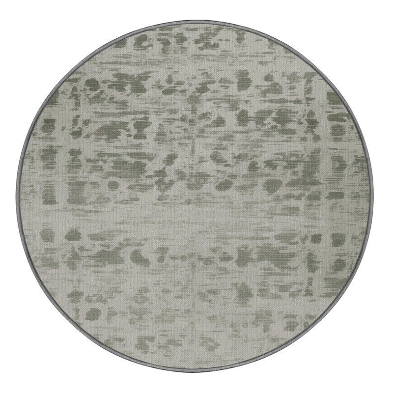 Machine Washable Abstract Gray Area Rug, Round 3'