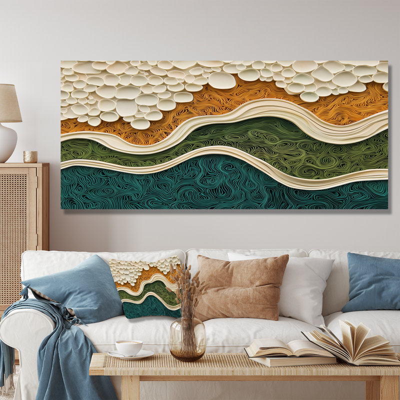 Biomorphism Earth Rhythm In Chaos I - Art mural abstrait en métal, reproduction d'art moderne en métal, 28" H x 60" W