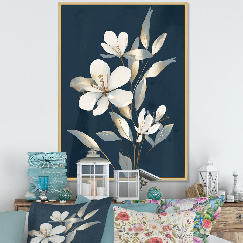 Plumeria Floral Dreams, reproduction d'art sur toile, Cadre naturel flottant, H 32 po x l 16 po x P 1 po