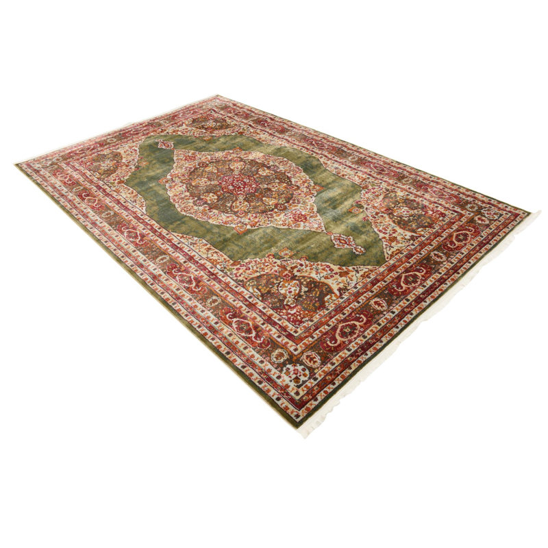 Tapis contemporain Mulvihill de couleur gazon, Rectangle 6 pi x 9 pi
