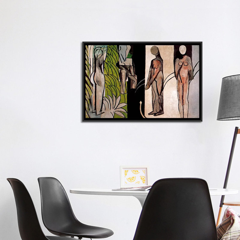 «Bathers by a River» par Henri Matisse - reproduction, Toile avec cadre noir, H 32 po x l 48 po x P 1,5 po