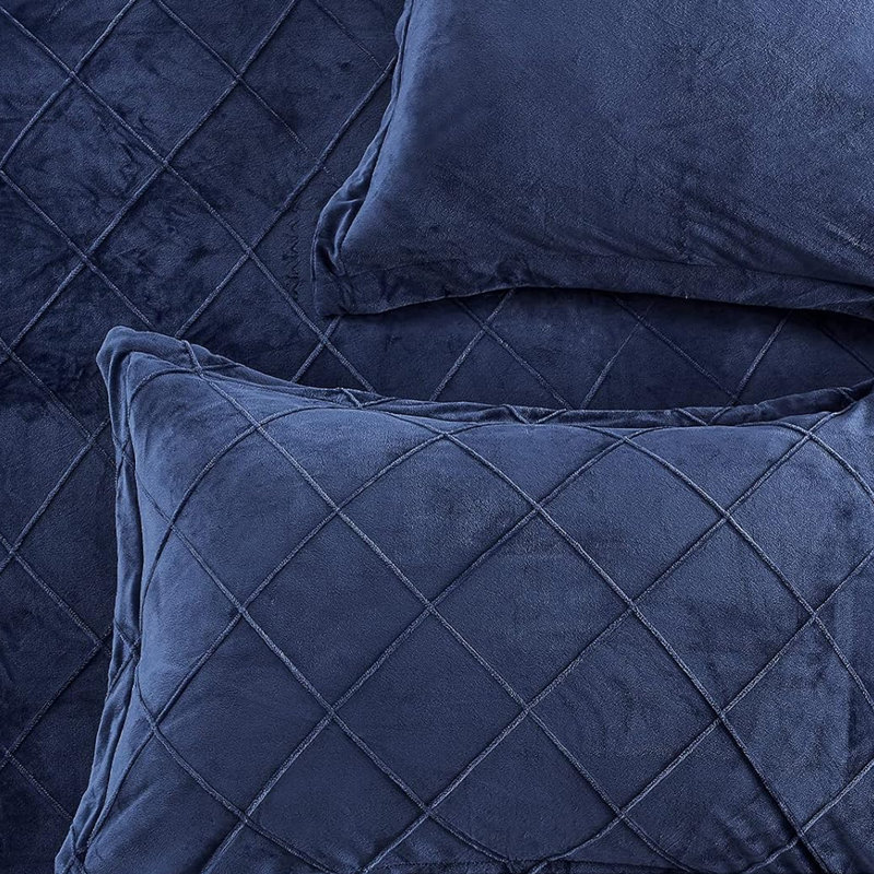 Ensemble de housse de couette Treselle, Housse de couette pour très grand lit et 2 très, Bleu marine