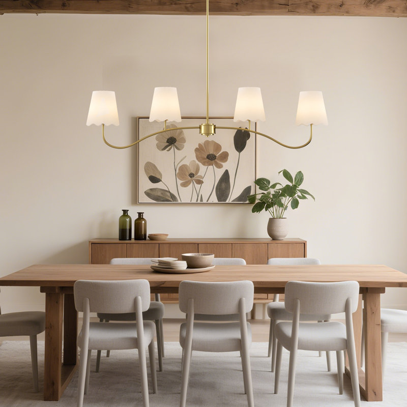  Luminaire suspendu pour îlot de cuisine en fer galvanisé à 4 lumières de 44 po de largeur, Laiton poli