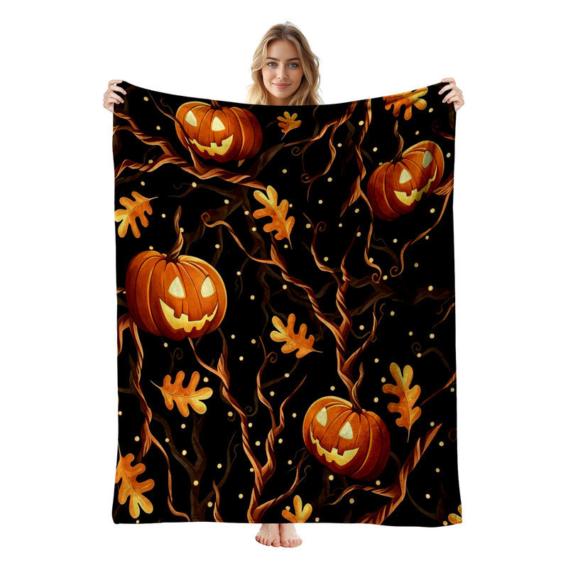 Jeté en flanelle JYK Halloween, Halloween Icon Grid
