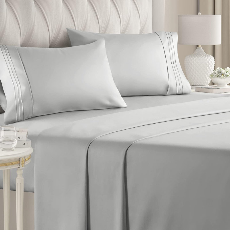 Premium Cooling, Soft & Wrinkle Free Sheet Set - Ultra Soft & Premium Hotel Luxury Bed Sheet Set, French Gray