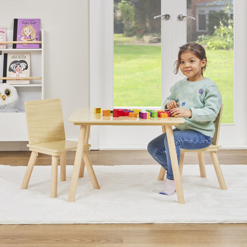 Kids Table and Two Chairs Set, Beige