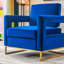 Chaise moderne en velours avec base en acier inoxydable Profondeur de l'emballage, base solide bleue facile à transporter, offre une expérience d'assise confortable
