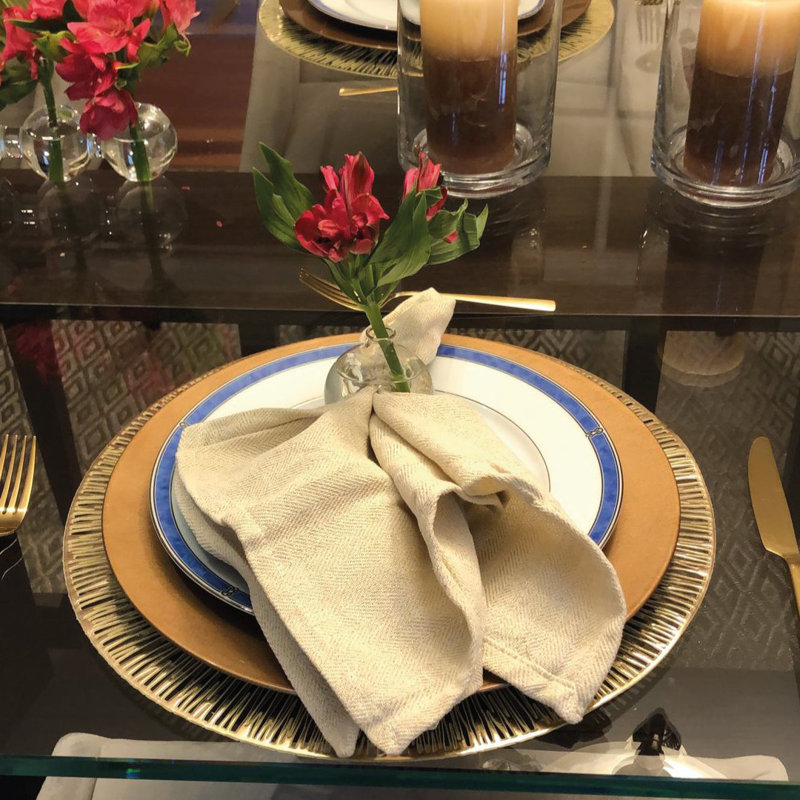 Polypropylene Plastic Abstract Round Placemat, Gold
