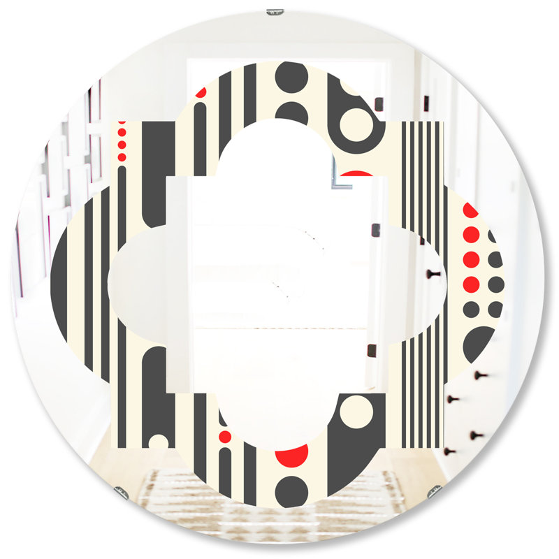 Miroir mural quadrilobe éclectique sans cadre, 31,5 po x 31,5 po