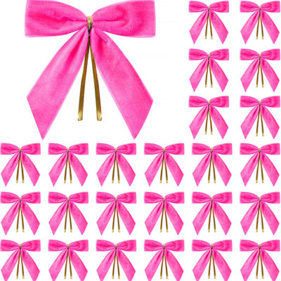 24 pièces petits noeuds de Noël en velours pour couronne de sapin de Noël Emballage de cadeaux