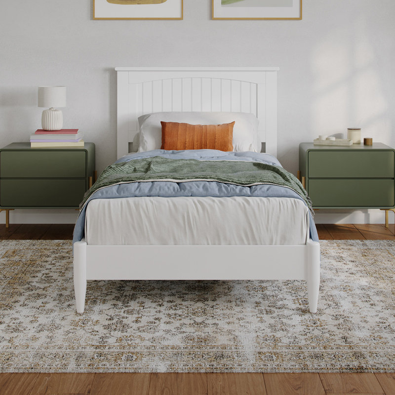 Lit plateforme Amandalee, Blanc, Simple TG