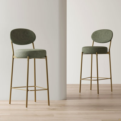 Ensemble de 2 tabourets de bar rembourrés de 29 po de hauteur avec tabourets de comptoir en similicuir et pieds dorés (vert)