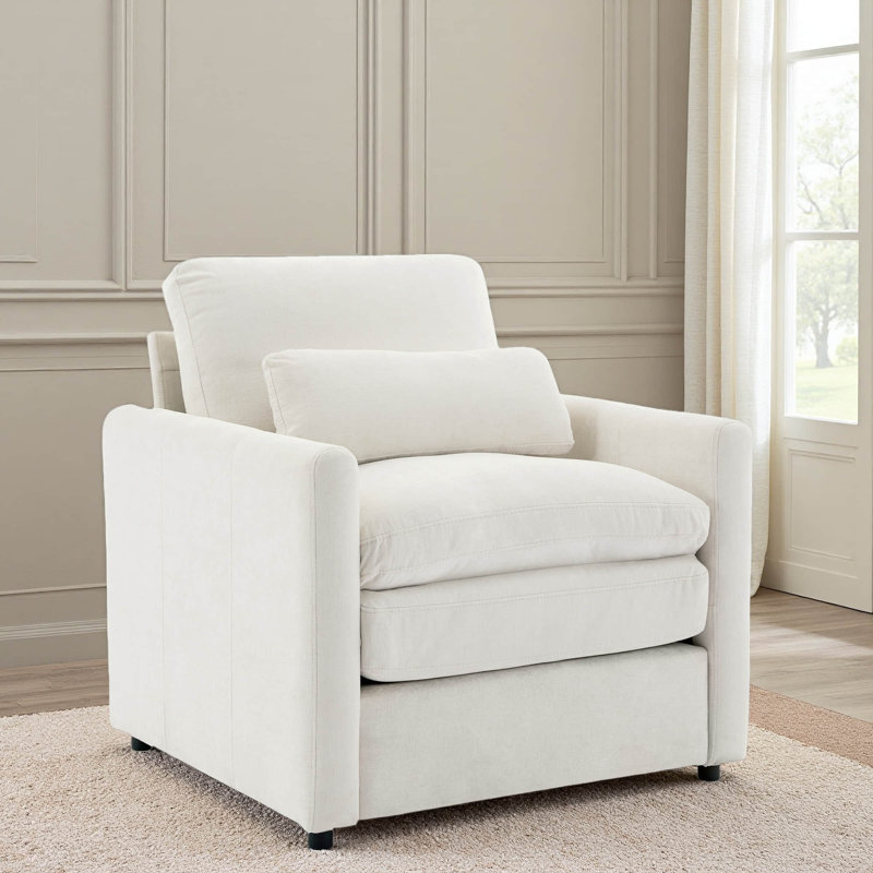 Fauteuil rembourré 31,9 "surdimensionné et confortable, Beige