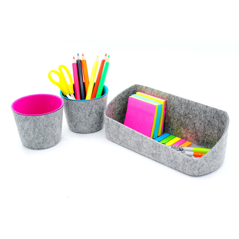 Ensemble de rangement pour bureau, Turquoise / rose vif