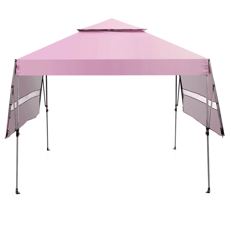 Tente escamotable d'extérieur 10 pi x 17,6 pi, Mélange de polyester gris