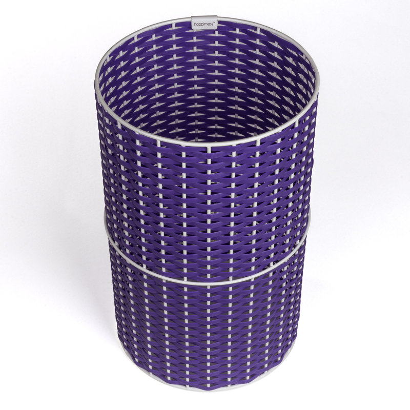 Cecil Open Waste Basket - 4.13 Gallons, Purple/White