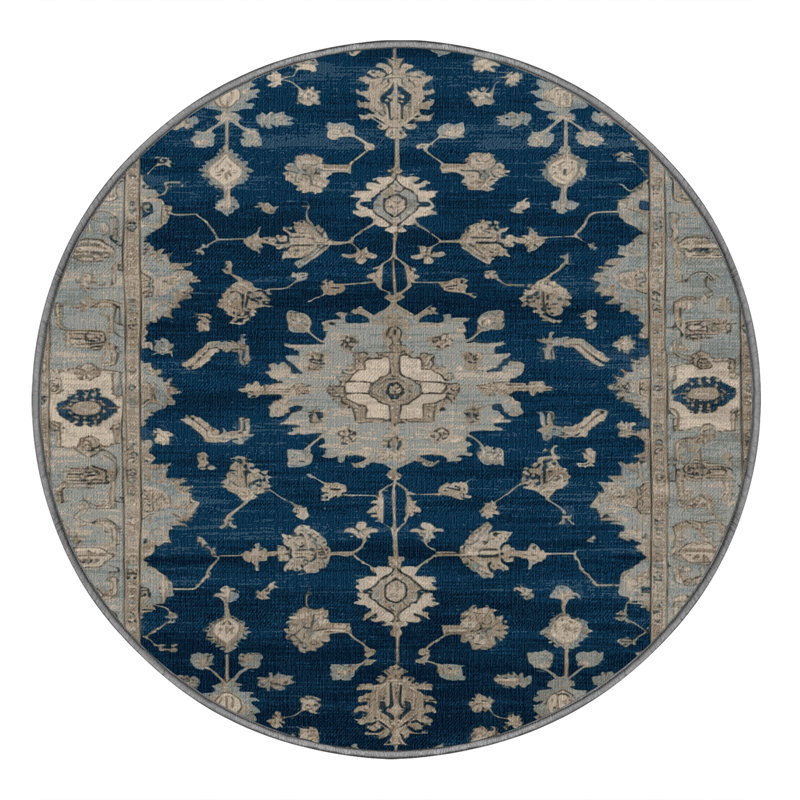Tapis gris lavable à la machine, Rond 3 pi