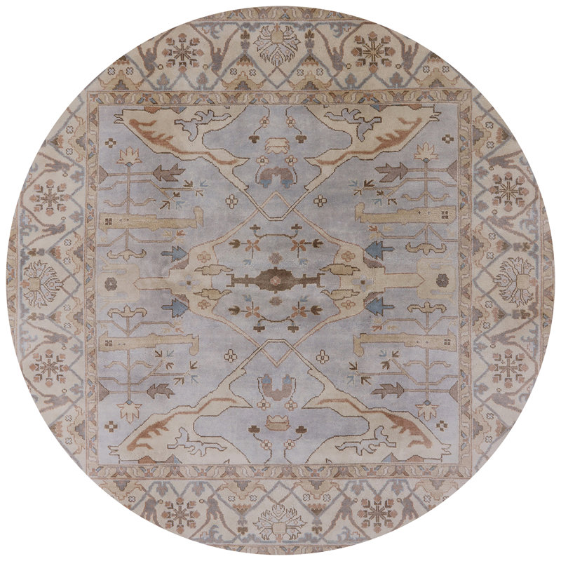 Tapis oriental beige / brun / bleu, Rond 6 pi